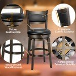 Set of 2 Black Faux Leather Bar Stools