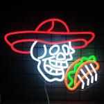 Funny Taco Skull Neon Sign for Man Cave Decor