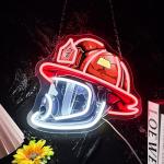 Neon Firefighter Helmet Sign for Man Cave