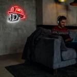 Neon Firefighter Helmet Sign for Man Cave