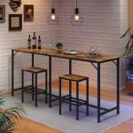 Rustic Bar Table and Stools Set - 3 Pieces