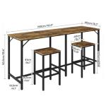 Rustic Bar Table and Stools Set - 3 Pieces