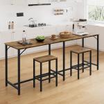 Rustic Bar Table and Stools Set - 3 Pieces