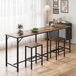Rustic Bar Table and Stools Set - 3 Pieces