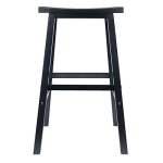Black Solid Wood Saddle Seat Bar Stool - 29in