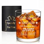 Funny "Dealing with Idiots" Whiskey Glass Gift