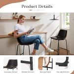 30-Inch Modern Black Faux Leather Bar Stools Set