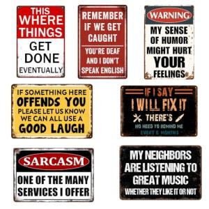 Funny Vintage Metal Garage Signs for Man Cave
