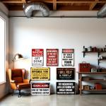 Funny Vintage Metal Garage Signs for Man Cave