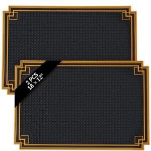 Non-Slip Rubber Bar Mats with Gold Border