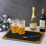 Non-Slip Rubber Bar Mats with Gold Border