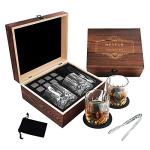 Whiskey Stones and Glasses Gift Set for Men