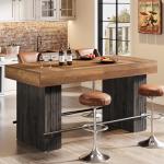 Industrial 63-Inch Bar Table with Metal Footrest