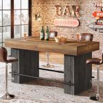 Industrial 63-Inch Bar Table with Metal Footrest
