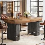 Industrial 63-Inch Bar Table with Metal Footrest