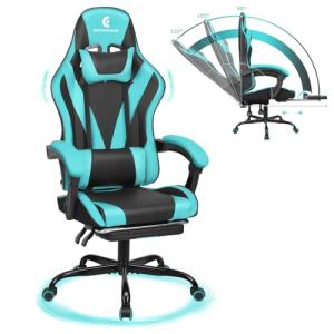 High Back Gaming Chair with Armrest and Footrest