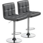 Gray Adjustable Swivel Bar Stools with Backrest