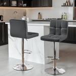 Gray Adjustable Swivel Bar Stools with Backrest