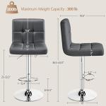 Gray Adjustable Swivel Bar Stools with Backrest