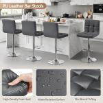 Gray Adjustable Swivel Bar Stools with Backrest