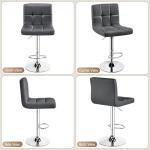 Gray Adjustable Swivel Bar Stools with Backrest