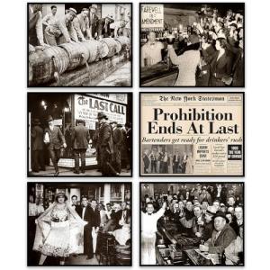 Vintage Prohibition Era Wall Art Set of 6