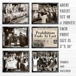 Vintage Prohibition Era Wall Art Set of 6