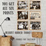 Vintage Prohibition Era Wall Art Set of 6