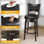 Set of 2 Black Faux Leather Bar Stools