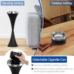 Stainless Steel Floor Standing Ashtray with Cigar Holder