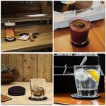 Leather Drink Coaster Set - Black Round, Non-Slip