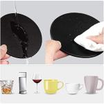 Leather Drink Coaster Set - Black Round, Non-Slip