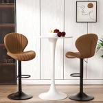 Modern Brown Swivel Bar Stools Set of 2