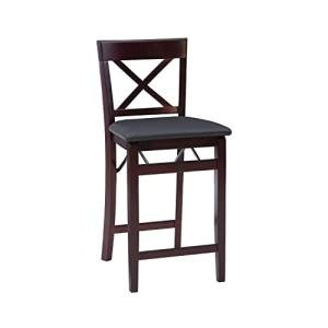 Brown X Back Folding Counter Stool