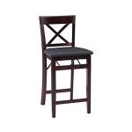 Brown X Back Folding Counter Stool
