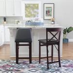 Brown X Back Folding Counter Stool