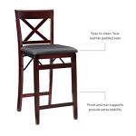 Brown X Back Folding Counter Stool