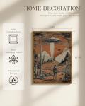 Retro UFO Cowboy Framed Canvas Wall Art
