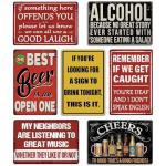 Funny Vintage Metal Bar Signs - 7-Piece Set