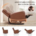 Cozy Cocoa Swivel Rocking Recliner Chair
