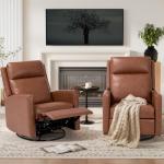 Cozy Cocoa Swivel Rocking Recliner Chair