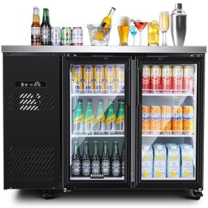 Stainless Steel Bar Cooler with Glass Doors