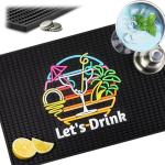 Tropical Rubber Bar Mat - 12" x 18" Sunset Design