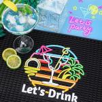 Tropical Rubber Bar Mat - 12" x 18" Sunset Design