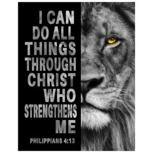 Philippians 4:13 Lion Wall Art for Man Cave