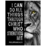 Philippians 4:13 Lion Wall Art for Man Cave