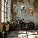 Motorcycle Metal Sign for Man Cave Decor