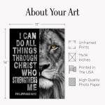 Philippians 4:13 Lion Wall Art for Man Cave