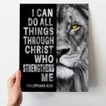 Philippians 4:13 Lion Wall Art for Man Cave