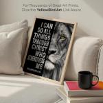 Philippians 4:13 Lion Wall Art for Man Cave